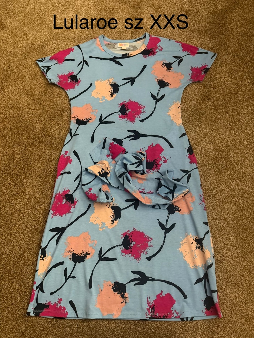 LuLaRoe womens Light Blue Floral Anna Dress - XXS
